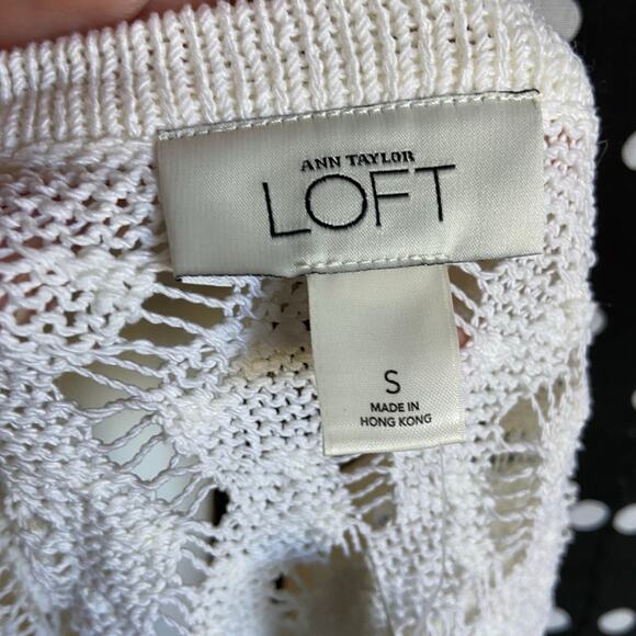 LOFT Womens Sweater Size Small Ann Taylor Off White Loose Weave Long NEW - Picture 3 of 4